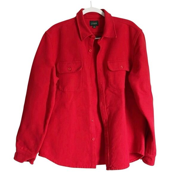 J. Crew Men’s Red Chamois Heavyweight Cotton Flannel Shirt Jacket Size XL NWOT - Picture 2 of 7